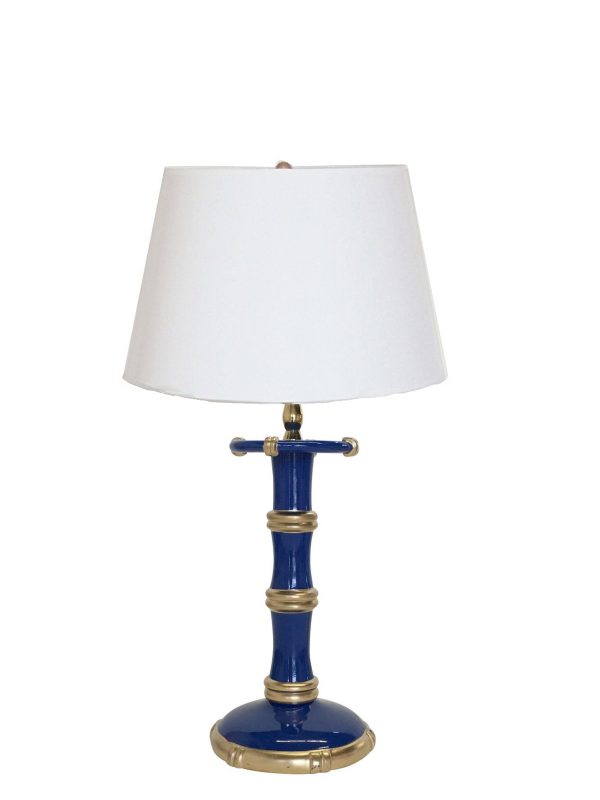 Bamboo Candle Stick Lamp by Dana Gibson in Navy Online Hot Sale