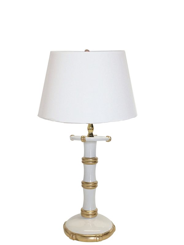 Bamboo Candle Stick Lamp by Dana Gibson in White on Sale