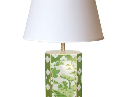 Canton in Green Lamp with Shade For Sale