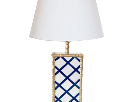 Bamboo Lamp in Blue Lattice Cheap