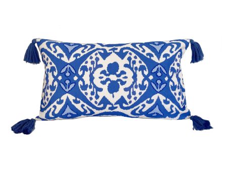 Dana Gibson Ikat in Blue Pillow with Tassels Online Sale