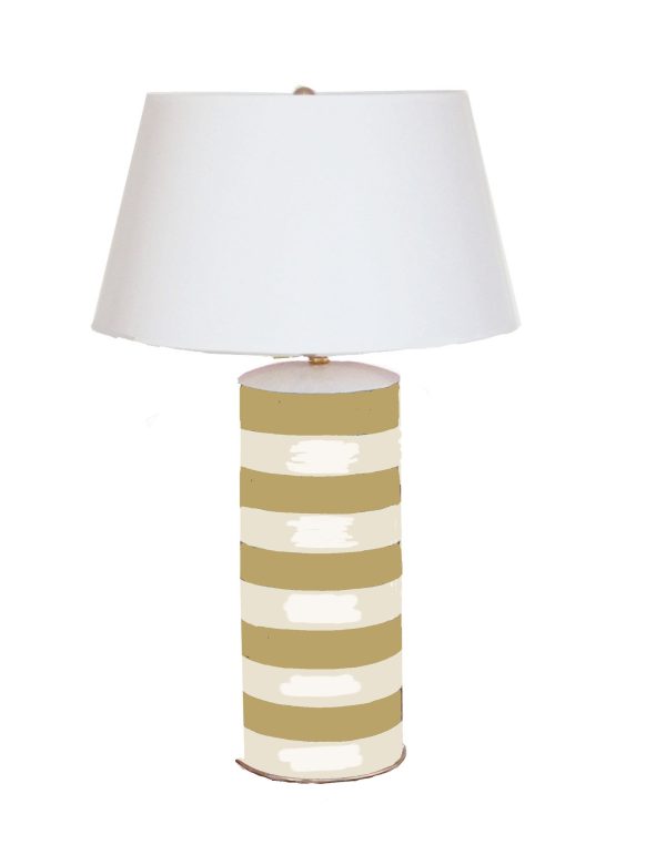 Taupe Stripe Stacked Lamp For Discount