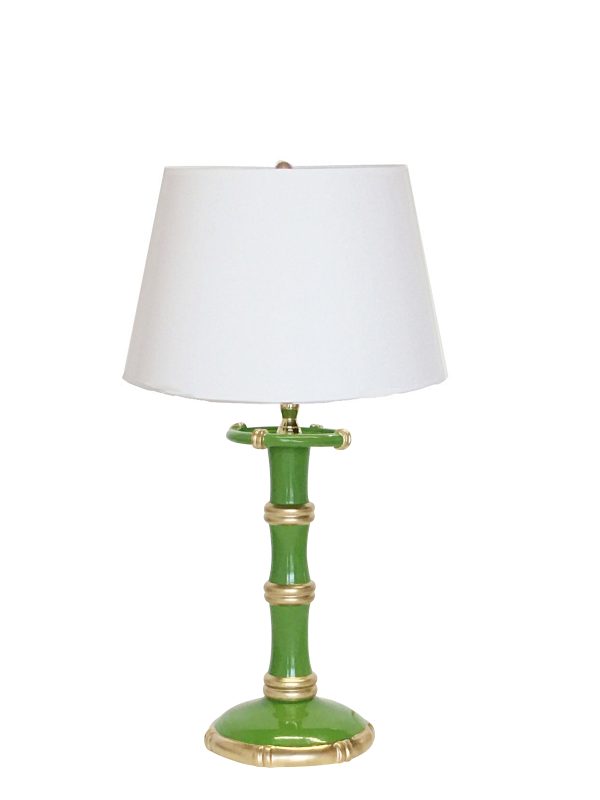 Dana Gibson Bamboo Candle Stick Lamp in Green For Cheap