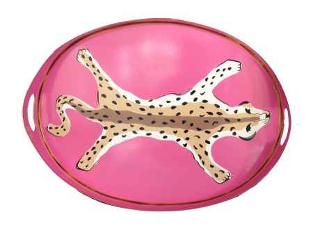 Oval Leopard Tray in Pink Leopard For Discount