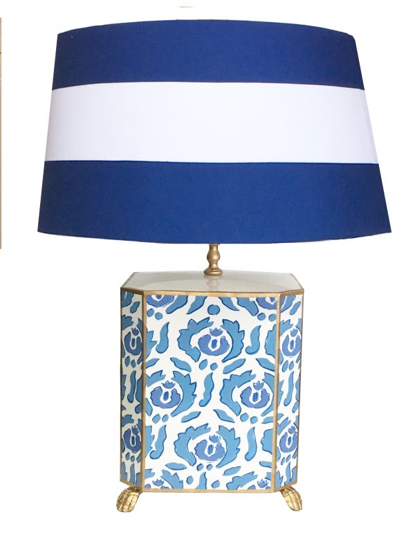 Jumbo Beaufont Lamp in Blue with Hand Painted Shade Online now