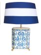 Jumbo Beaufont Lamp in Blue with Hand Painted Shade Online now