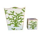 Green Coral Wastebasket and Tissue Box Online now