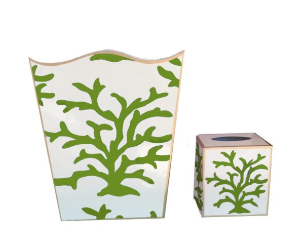 Green Coral Wastebasket and Tissue Box Online now