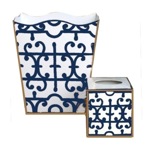 Navy Klimt Wastebasket and Tissue Box Discount