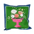 Dana Gibson Cora Pillow in Green with Navy Band Online Hot Sale