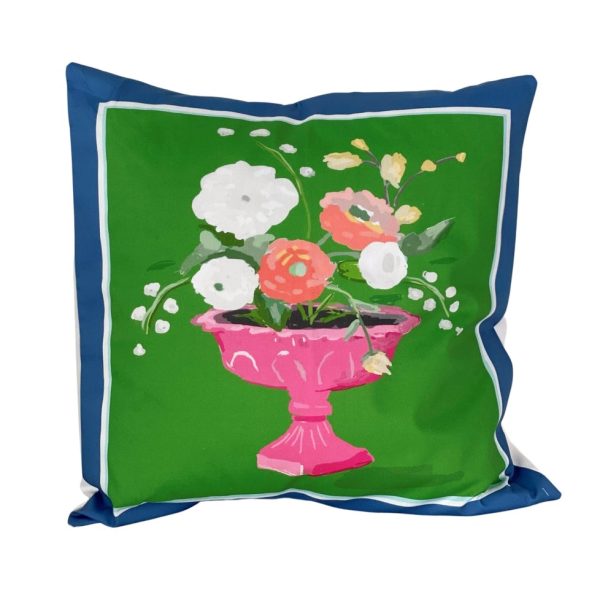 Dana Gibson Cora Pillow in Green with Navy Band Online Hot Sale