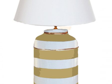 Taupe Stripe Tea Caddy Lamp For Cheap