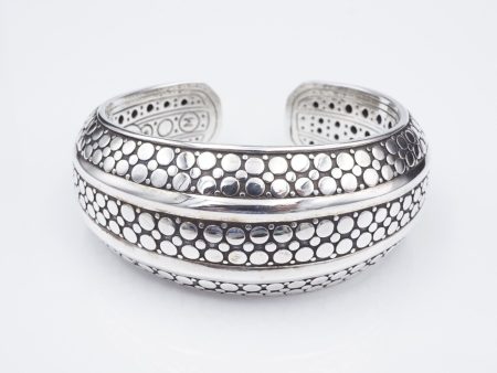 John Hardy 34mm Wide Armadillo Dot Kick Cuff Bracelet Sterling Silver BS2941 Cheap