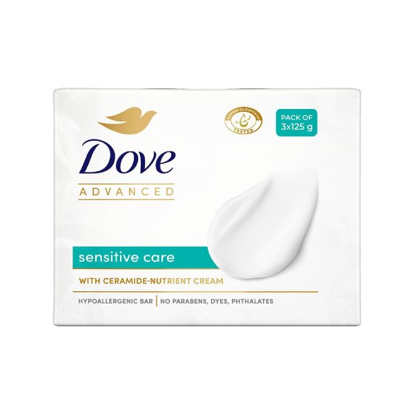 Dove Advanced Sensitive Care Bar with Ceramide nutrient cream, 3x125g Online now