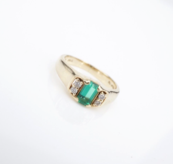 James Avery Barcelona Vasar Lab Created Emerald Diamond Ring 14k Sz 4.5 RG4344 Sale