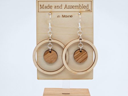 Wooden Earrings - Double Circles on Sale