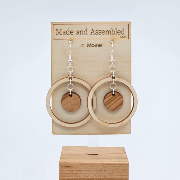 Wooden Earrings - Double Circles on Sale