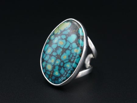 Sterling Silver Spiderweb Turquoise Ring Vintage Size 7.5 Starborn 1.3  RS3582 For Discount