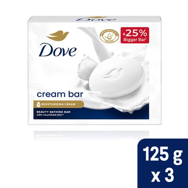 Dove Cream Beauty Bathing Bar - With Nutrient Serum for 24 hr Nourished Skin | 3x125g Online Hot Sale