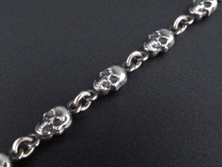 King Baby Studio Skull Link Bracelet Sterling Silver 8  Double Face 4mm BS2862 Sale