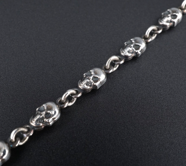 King Baby Studio Skull Link Bracelet Sterling Silver 8  Double Face 4mm BS2862 Sale