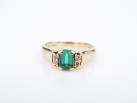 James Avery Barcelona Vasar Lab Created Emerald Diamond Ring 14k Sz 4.5 RG4344 Sale