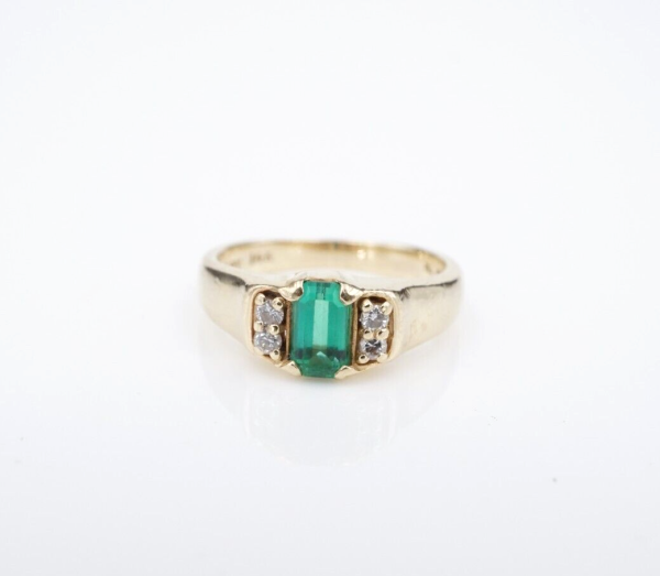 James Avery Barcelona Vasar Lab Created Emerald Diamond Ring 14k Sz 4.5 RG4344 Sale