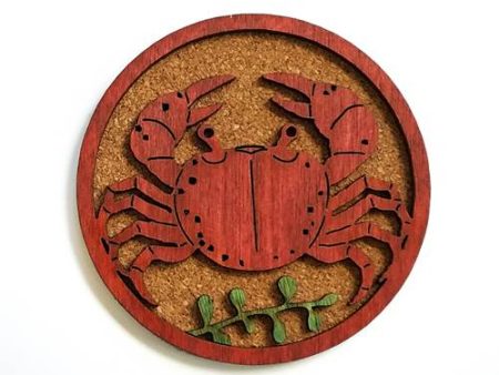 Wood & Cork Coasters - Crab For Discount