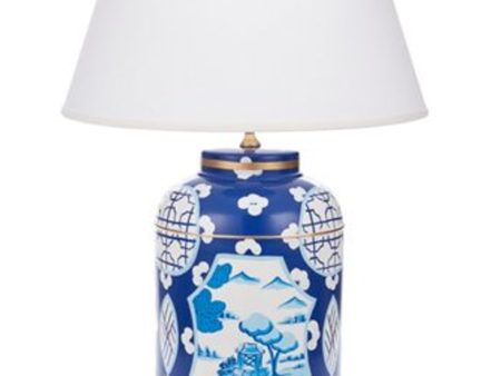 Canton Blue Tea Caddy Lamp For Sale