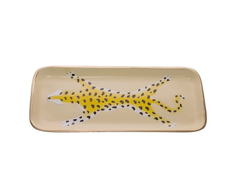 Cream Leopard  Tray, Small For Sale