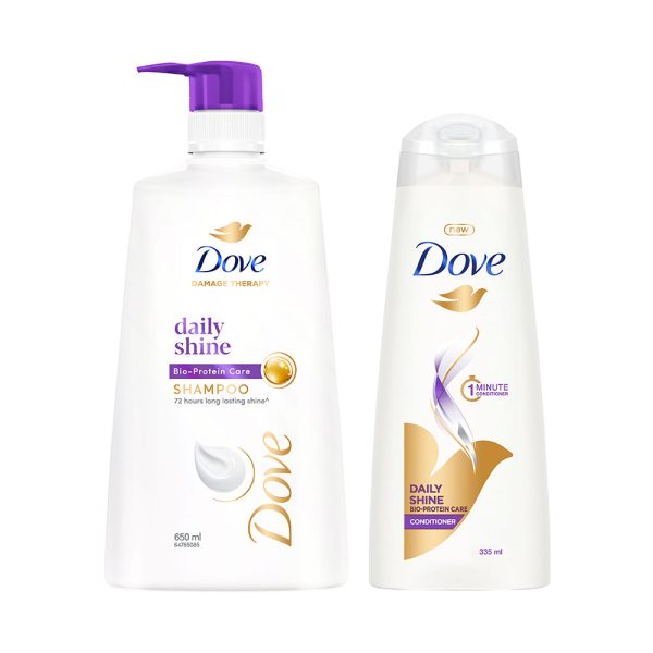 Dove Daily Shine Shampoo 650ml & Conditioner 335ml (Combo Pack) Hot on Sale