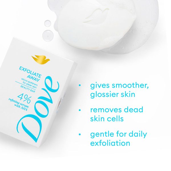 Dove Exfoliate Away  Beauty Bar with 4% Refining serum + AHA, 125 g For Cheap