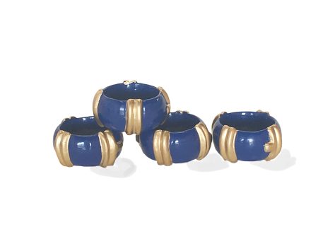 Bamboo in Navy Napkin Rings, Set of Four For Cheap