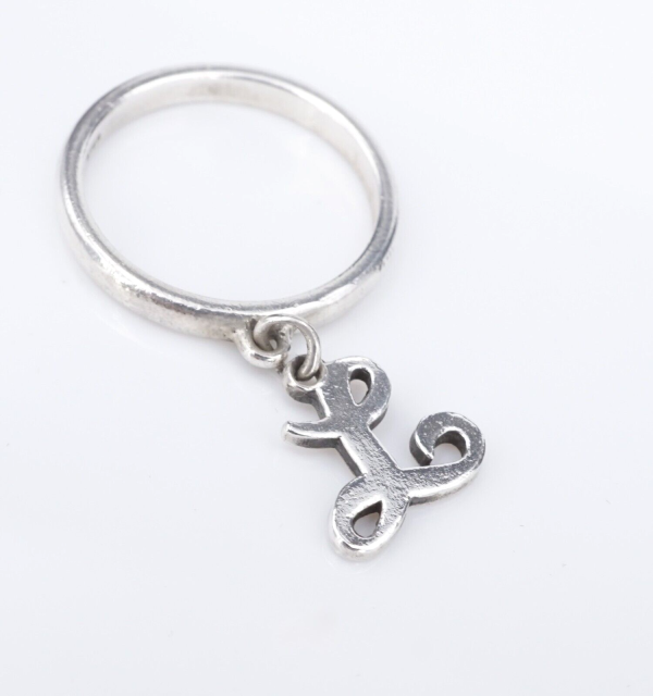 James Avery Dangle Charm Ring Sterling Silver Script Initial  L  Size 5 RS3570 Discount