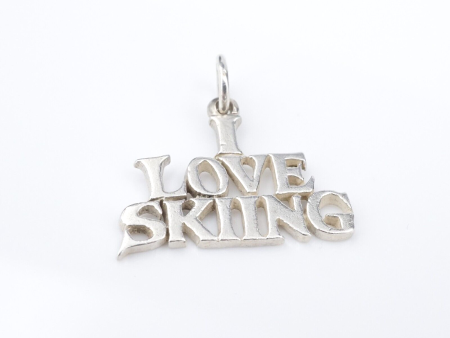 James Avery I Love Skiing Charm Sterling Silver 13 16  Retired CHS2007 For Sale