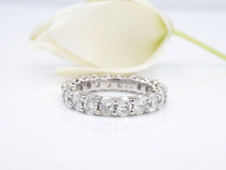 Platinum Oval Cut Diamond Eternity Band Ring 3ctw Size 5 Anniversary NWOT CO1194 For Sale