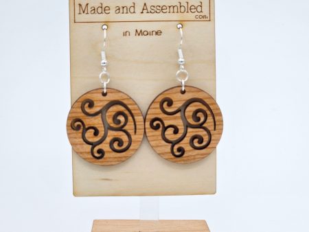 Wooden Earrings - Circular Swirls Discount