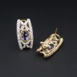 Tanzanite Diamond Earrings 10k Gold Omega Back Huggie 1 ctw 7 8  EG2433 Online Hot Sale