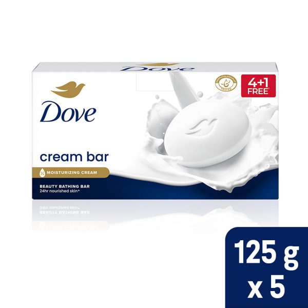 Dove Cream Beauty Bathing Bar - With Nutrient Serum for 24 hr Nourished Skin | 5x125g For Cheap