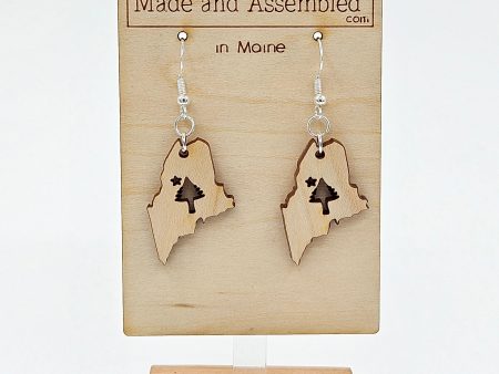 Wooden Earrings - Maine Tree & Star Hot on Sale