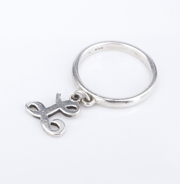 James Avery Dangle Charm Ring Sterling Silver Script Initial  L  Size 5 RS3570 Discount