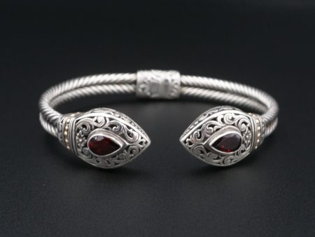 Sterling Silver 18k Gold Bracelet Phillip Gavriel Bangle Garnet 7.25  BS2948 Hot on Sale