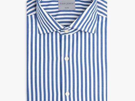 Camicia a righe medie indaco slim For Sale