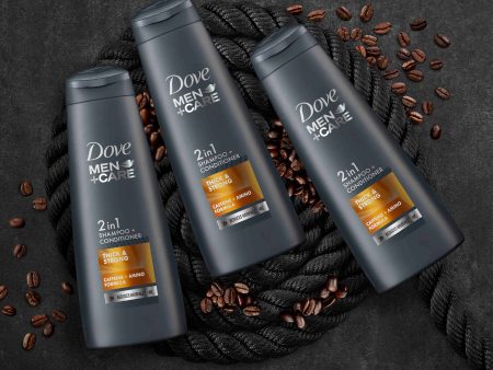 Dove Men+Care Thick & Strong 2in1 Shampoo+Conditioner Combo, 340ml (Pack of 3) Hot on Sale