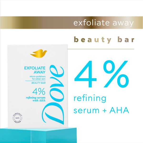 Dove Exfoliate Away  Beauty Bar with 4% Refining serum + AHA, 375g (125g x 3) Online Hot Sale