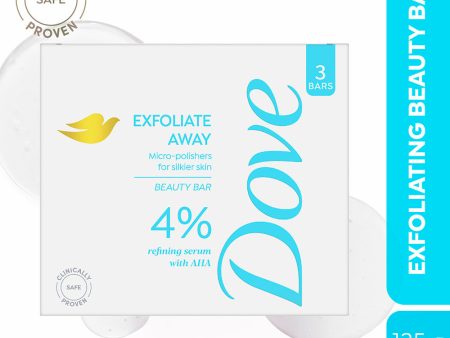 Dove Exfoliate Away  Beauty Bar with 4% Refining serum + AHA, 375g (125g x 3) Online Hot Sale