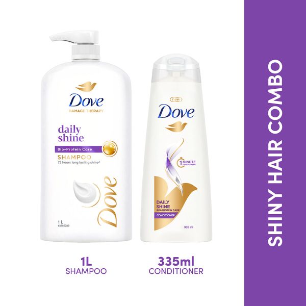 Dove Daily Shine Shampoo 1L & Conditioner 335ml(Combo Pack) on Sale