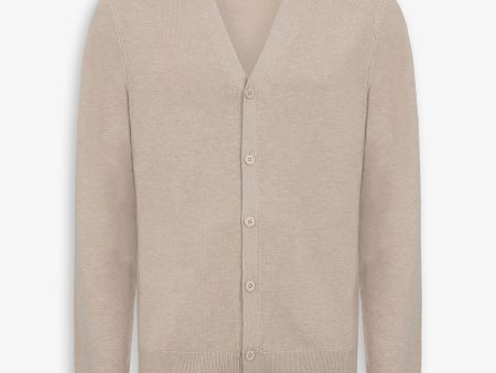 Cardigan scollo a v con bottoni beige For Discount