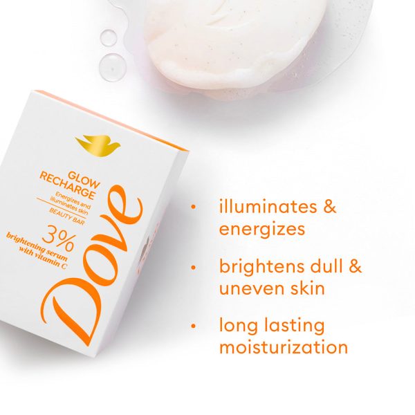 Dove Glow Recharge Exfoliating Beauty Bar with 3% Brightening serum + Vitamin C, 375g (125g x 3) Cheap