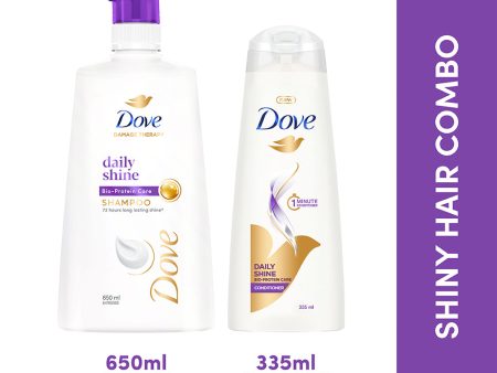 Dove Daily Shine Shampoo 650ml & Conditioner 335ml (Combo Pack) Hot on Sale